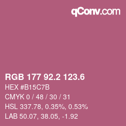 カラーコード: RGB 177 92.2 123.6 | qconv.com