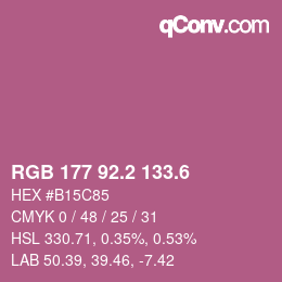 カラーコード: RGB 177 92.2 133.6 | qconv.com