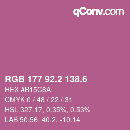 カラーコード: RGB 177 92.2 138.6 | qconv.com