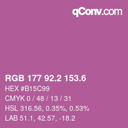 カラーコード: RGB 177 92.2 153.6 | qconv.com