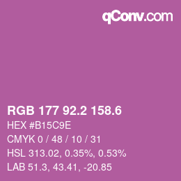カラーコード: RGB 177 92.2 158.6 | qconv.com