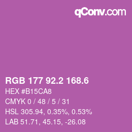 カラーコード: RGB 177 92.2 168.6 | qconv.com