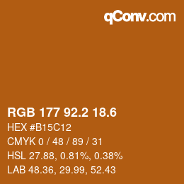 カラーコード: RGB 177 92.2 18.6 | qconv.com