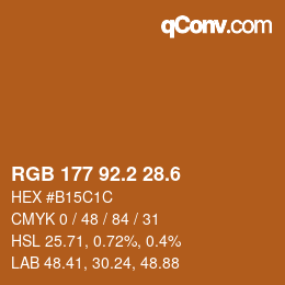 カラーコード: RGB 177 92.2 28.6 | qconv.com