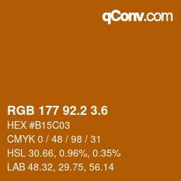 カラーコード: RGB 177 92.2 3.6 | qconv.com
