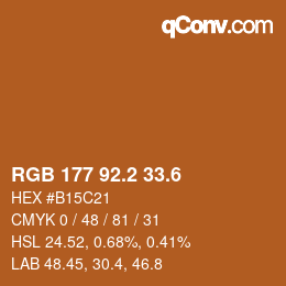 カラーコード: RGB 177 92.2 33.6 | qconv.com
