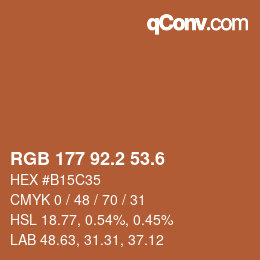 カラーコード: RGB 177 92.2 53.6 | qconv.com