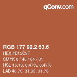 カラーコード: RGB 177 92.2 63.6 | qconv.com