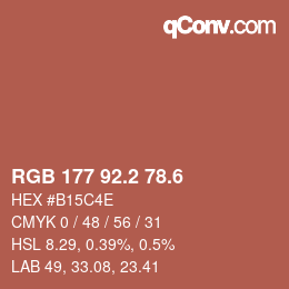 カラーコード: RGB 177 92.2 78.6 | qconv.com