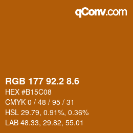 カラーコード: RGB 177 92.2 8.6 | qconv.com