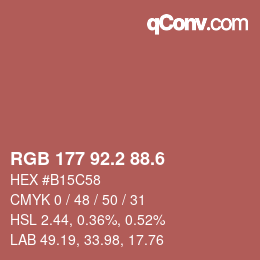 カラーコード: RGB 177 92.2 88.6 | qconv.com