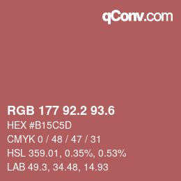カラーコード: RGB 177 92.2 93.6 | qconv.com