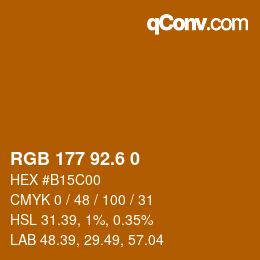 カラーコード: RGB 177 92.6 0 | qconv.com