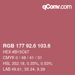 カラーコード: RGB 177 92.6 103.6 | qconv.com
