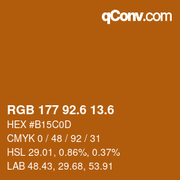 カラーコード: RGB 177 92.6 13.6 | qconv.com