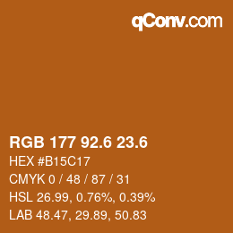 カラーコード: RGB 177 92.6 23.6 | qconv.com