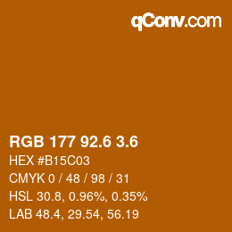カラーコード: RGB 177 92.6 3.6 | qconv.com