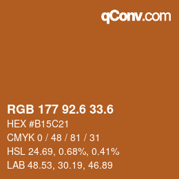 カラーコード: RGB 177 92.6 33.6 | qconv.com