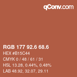 カラーコード: RGB 177 92.6 68.6 | qconv.com