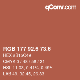 カラーコード: RGB 177 92.6 73.6 | qconv.com