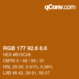 カラーコード: RGB 177 92.6 8.6 | qconv.com