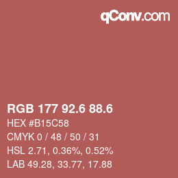 カラーコード: RGB 177 92.6 88.6 | qconv.com