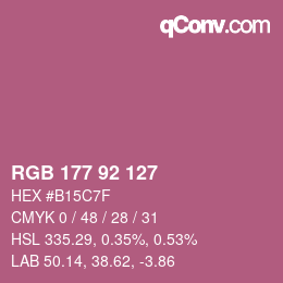 カラーコード: RGB 177 92 127 | qconv.com