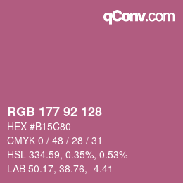 颜色代码: RGB 177 92 128 | qconv.com