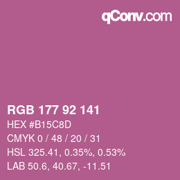 カラーコード: RGB 177 92 141 | qconv.com