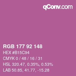 颜色代码: RGB 177 92 148 | qconv.com