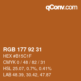 Color code: RGB 177 92 31 | qconv.com