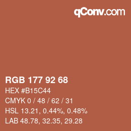 颜色代码: RGB 177 92 68 | qconv.com