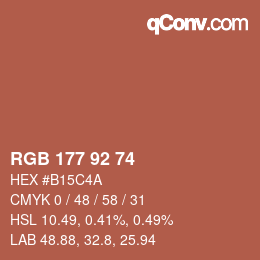 颜色代码: RGB 177 92 74 | qconv.com