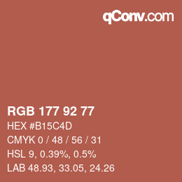 Color code: RGB 177 92 77 | qconv.com