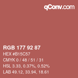 カラーコード: RGB 177 92 87 | qconv.com