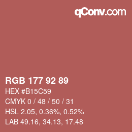 カラーコード: RGB 177 92 89 | qconv.com