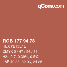 カラーコード: RGB 177 94 78 | qconv.com