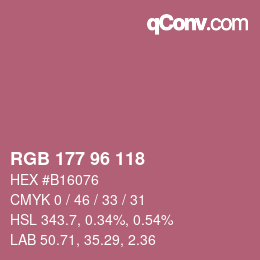 颜色代码: RGB 177 96 118 | qconv.com