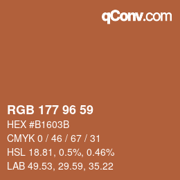 カラーコード: RGB 177 96 59 | qconv.com