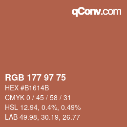 Color code: RGB 177 97 75 | qconv.com