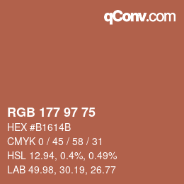 Código de color: RGB 177 97 75 | qconv.com