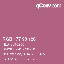 颜色代码: RGB 177 98 128 | qconv.com
