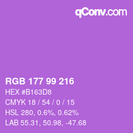 カラーコード: RGB 177 99 216 | qconv.com