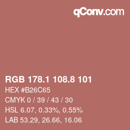 Color code: RGB 178.1 108.8 101 | qconv.com