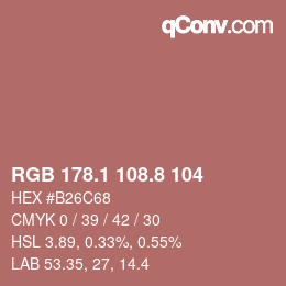 Color code: RGB 178.1 108.8 104 | qconv.com