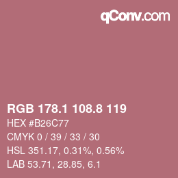 Color code: RGB 178.1 108.8 119 | qconv.com