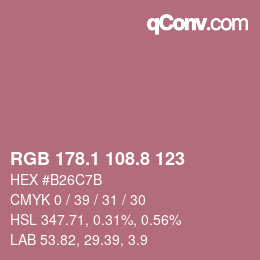 カラーコード: RGB 178.1 108.8 123 | qconv.com