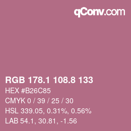 カラーコード: RGB 178.1 108.8 133 | qconv.com