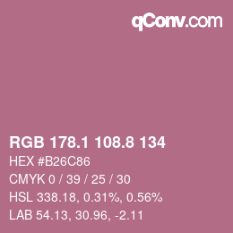 Color code: RGB 178.1 108.8 134 | qconv.com