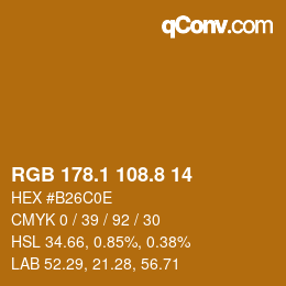 Color code: RGB 178.1 108.8 14 | qconv.com